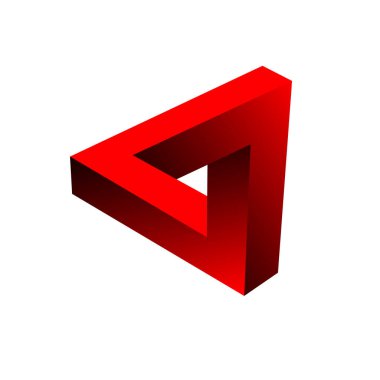 Penrose üçgeni renkli simgesi. Geometrik 3D nesne optik illüzyonu. 
