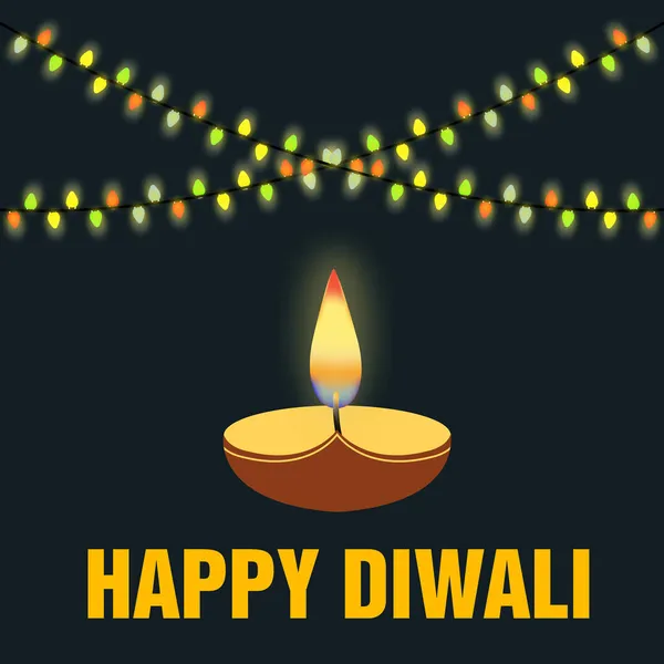 Lâmpada Diya Com Iluminação Contra Incêndio Para Diwali Deepavali — Fotografia de Stock