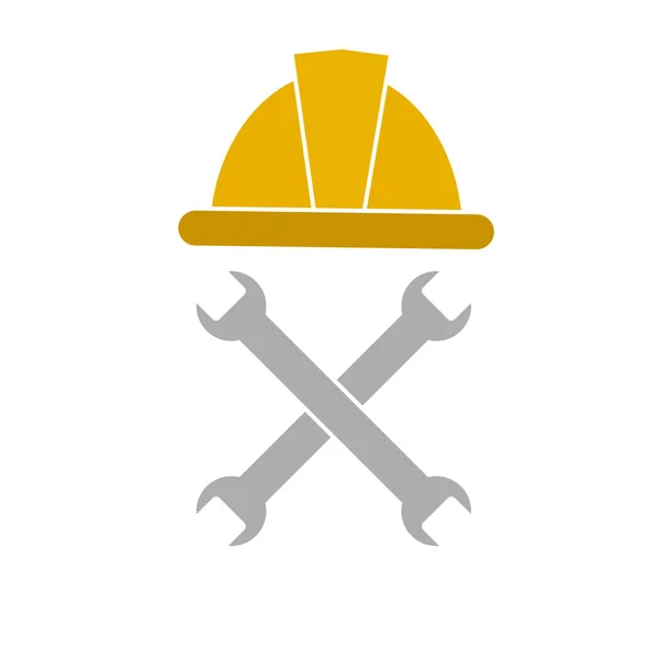 Illustration Safety Helmet Hammer Wrench White Background — Stock Photo, Image