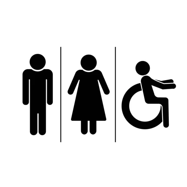 Ikony Toalet Mężczyzna Kobieta Niepełnosprawność Restroom Łazienka Przestrzeni Publicznej — Zdjęcie stockowe