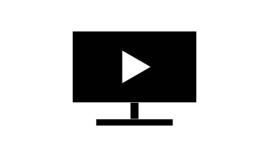 Gri arkaplanda izole edilmiş düz moda Tv Simgesi.