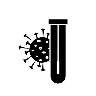 Coronavirus test tüpü ikonu. Mobil konsept ve web tasarımı için düz işaret. 