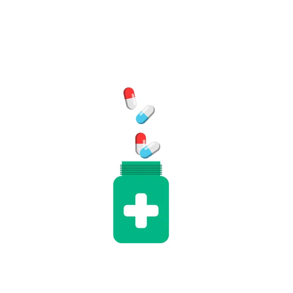 Läkemedel Tablett Komma Vit Plastflaska Blå Bakgrund — Stockfoto