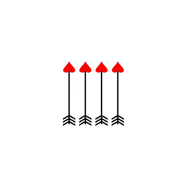 Bow Arrow Heart Cupid Icon Simple Glyph Flat Illustration Valentines — Stockfoto