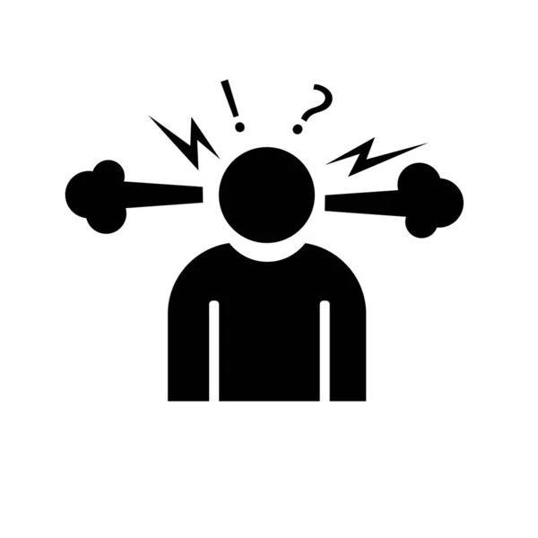 Headache Glyph Icon Silhouette Symbol Anger Irritation Frustration — Stock fotografie