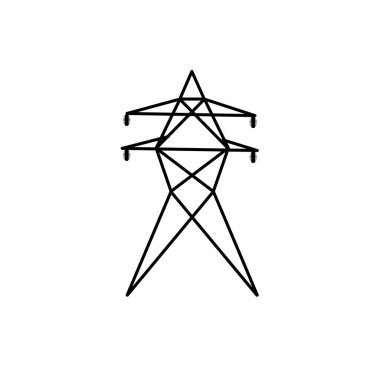 Yüksek voltaj çizgisi simgesi. Beyaz arkaplan