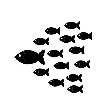 Balık logosu sembolü izole edilmiş. Web grafikleri için simge simgesi