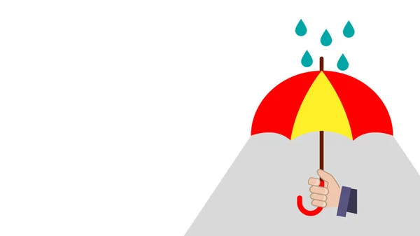 Hand of man holding an umbrella. illustration