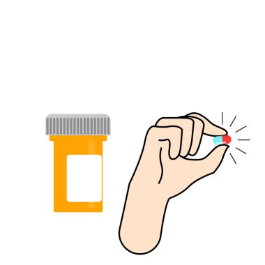 medical pills jar on blue background. Medicine and health.