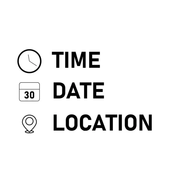 Address Date Time Icons Illustration White — ストック写真