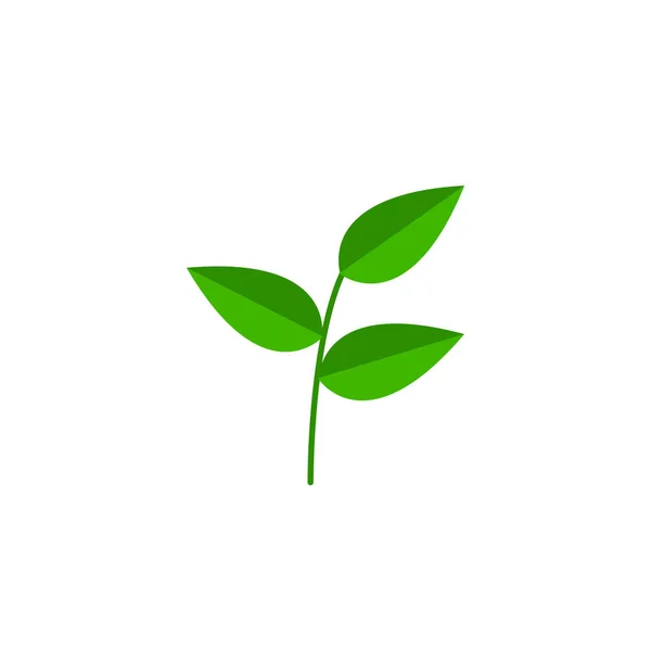 Ikona Zielonego Liścia Białym Tłem — Zdjęcie stockowe