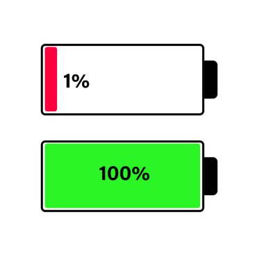 Pil Durumu Tam, Yarısı ve Boş Düzenlenebilir Simgeler