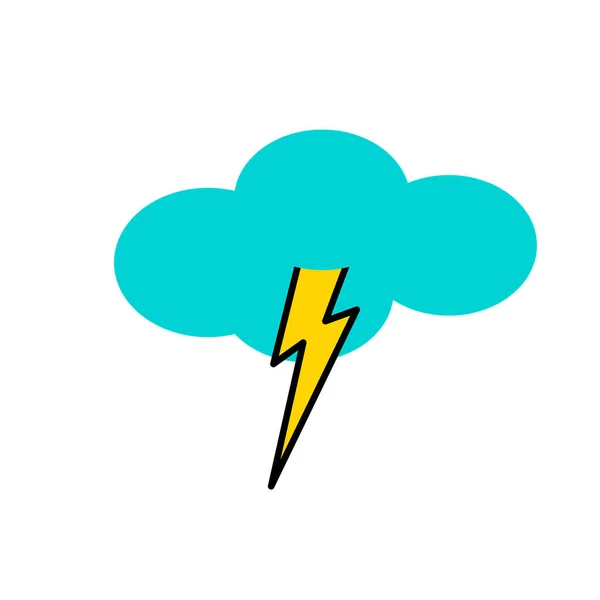 Thunder Simples Logotipo Ilustração Branco — Fotografia de Stock