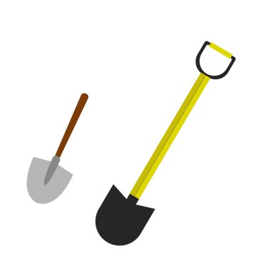 Kürek şeklindeki ikon. Maça sembolü. Çizgi film endüstriyel araç logosu işareti