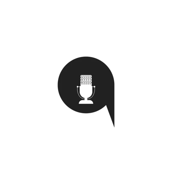 Podcast Vagy Rádió Logó Tervezése Mikrofonnal — Stock Fotó