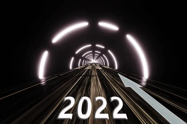 Rodovia Estrada Túnel Asfalto Feliz Ano Novo 2022 Conceito — Fotografia de Stock