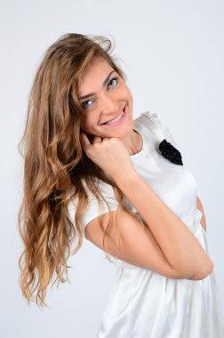 st poz mavi gözlü güzel model kız portresi