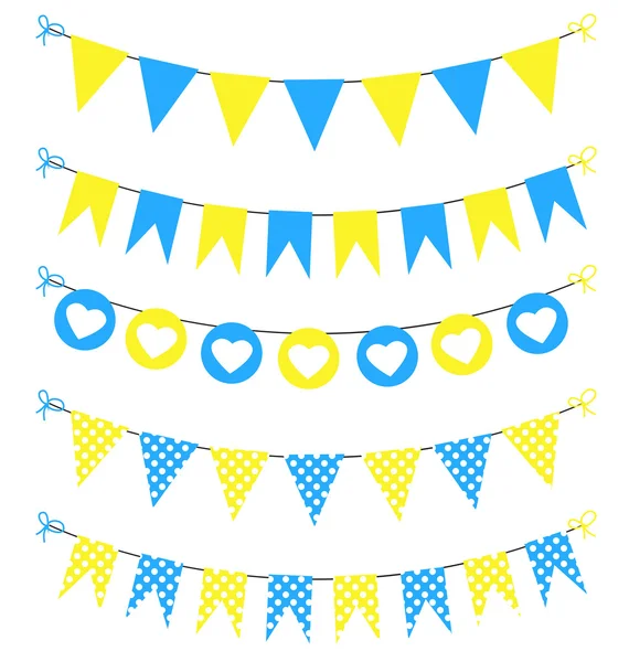 Conjunto Bunting amarillo y azul — Vector de stock