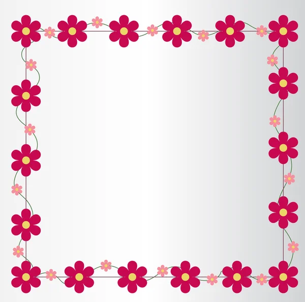 Bilderrahmen mit großen und kleinen rosa Blüten — Stockvektor