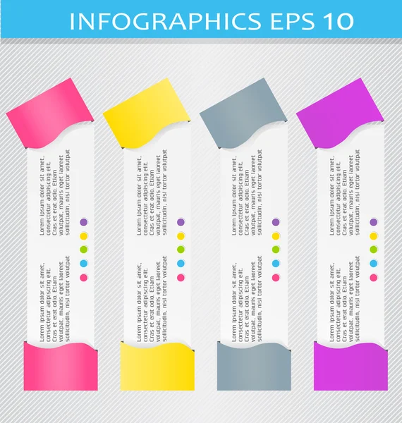 Templat desain warna-warni infografis modern dengan bayangan - Stok Vektor