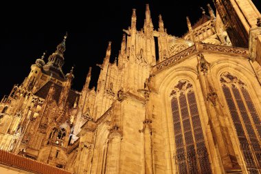 Gotik st. vitus Katedrali üzerinde gece, Çek Cumhuriyeti Prag Kalesi