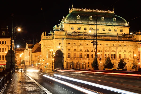 The night View on the Prague National Theater, Czech Republic — Stock Photo, Image