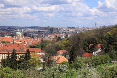 Bahar üzerinde görünümü ile Aziz nicholas Katedrali, Çek Cumhuriyeti Prag