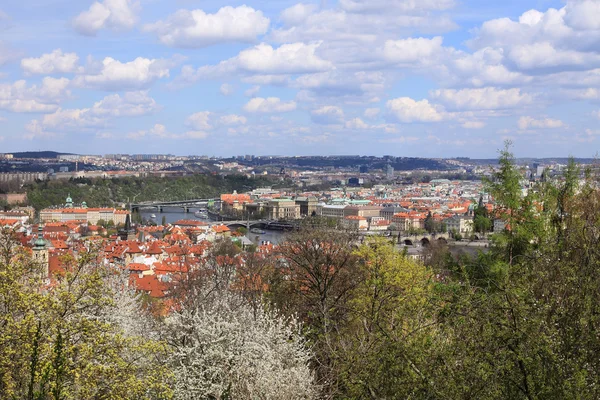 Vue sur le printemps Prague City au-dessus de la rivière Vltava, République tchèque — Photo