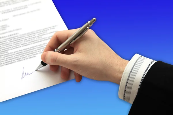 The Signature of Business Contract on the blue Sky — Stock Photo, Image