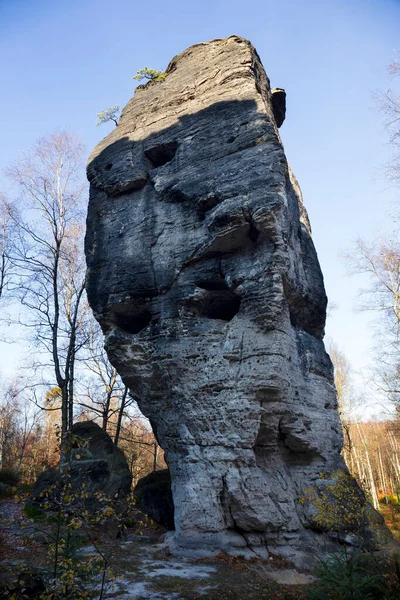 Beautiful Autumn Landscape Sandstone Mountains North Bohemia Tisa Rocks Czech — Stock Photo, Image