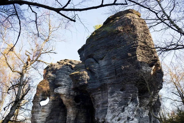 Hermoso Paisaje Otoñal Las Montañas Arenisca Norte Bohemia Tisa Rocks — Foto de Stock