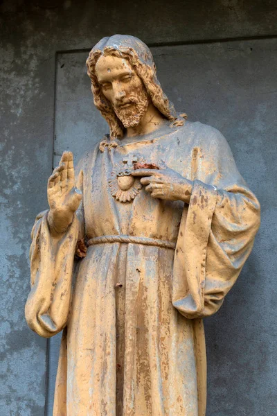 Statua Storica Sul Vecchio Cimitero Praga Repubblica Ceca — Foto Stock