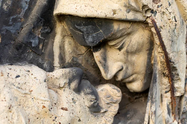 Statue Historique Sur Mystérieux Vieux Cimetière Prague République Tchèque — Photo