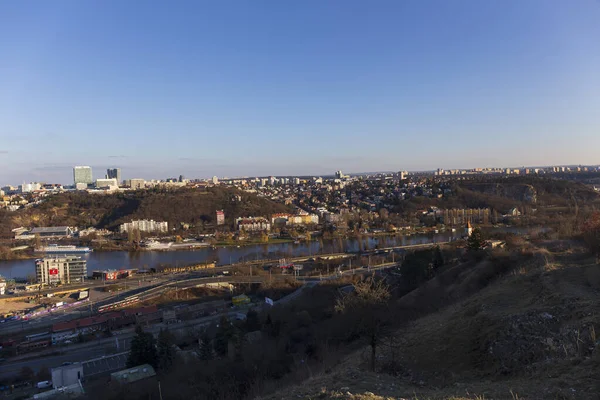 Inverno Praga Cidade Colina Devin Dia Ensolarado República Checa — Fotografia de Stock