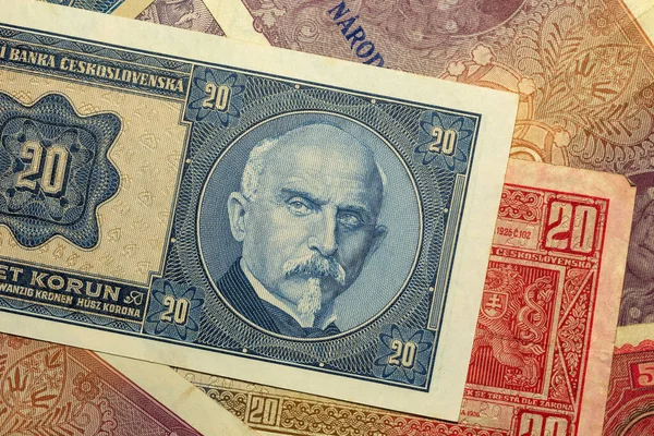 Detail Czechoslovak Crowns Banknote 1926 1St Republic — Stock Photo, Image