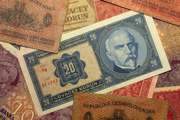 Detalii Despre Bancnota Cehoslovacă Coroane Din 1926 Prima Republică — Fotografie, imagine de stoc