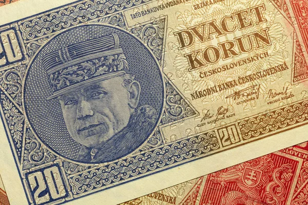 Detail Czechoslovak Crowns Banknote 1926 1St Republic — Zdjęcie stockowe