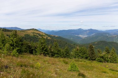 Summer Slovak Mountain Great Fatra, Velka Fatra, peaks Nova Hola (1361 m) and Zvolen (1403 m), views from them, Slovakia