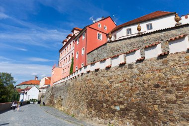 Sunny royal medieval Town Pisek above the River Otava, Czech Republic 