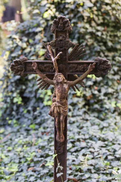 Statua Storica Sul Vecchio Cimitero Praga Repubblica Ceca — Foto Stock