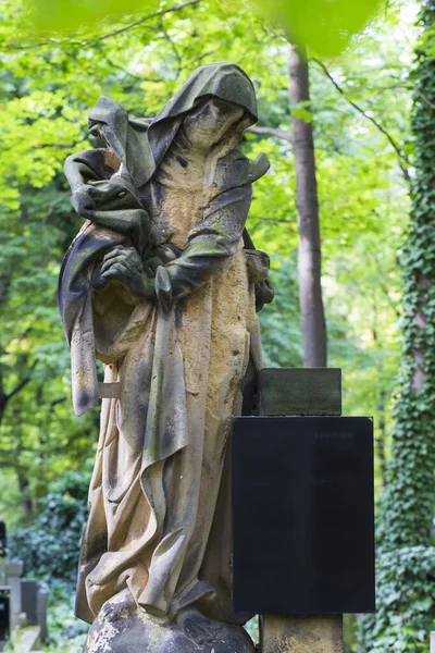 Estatua Histórica Sobre Antiguo Cementerio Praga República Checa — Foto de Stock