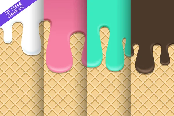 Ice Cream Cone Background Pattern Pack Flat Illustration — Stock Vector