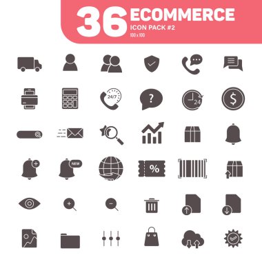 36 Etrade Simgesi # 2, Katı E-Ticaret Simgeleri Vektörü