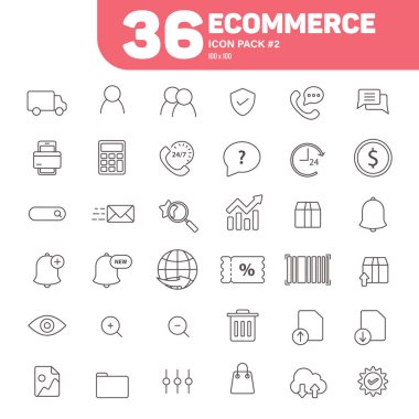 36 Etrade Simgesi # 2, Taslak Çizgisi Sanat E-Ticaret Simgeleri Vektör Ayarları