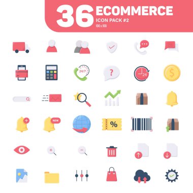 36 Etrade Simgesi # 2, Düz Renk E-Ticaret Simgeleri Vektörü
