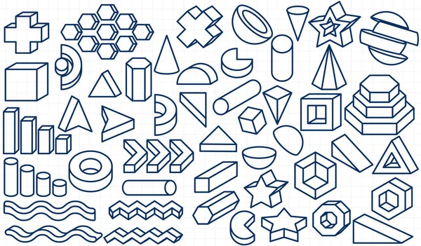 Set Geometrischer Formen Umreißt Icon Element Vektor Illustration Clipart — Stockvektor