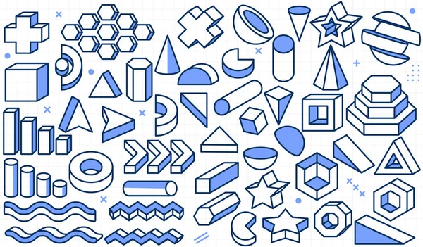 Set Geometrischer Formen Umreißt Icon Element Vektor Illustration Clipart — Stockvektor