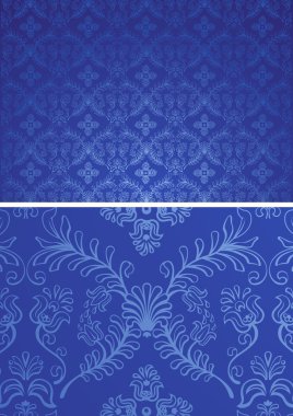 damask naadloze blauwe en zilveren patroon voor ontwerp achtergrond, Koninklijke ontwerpelement. vectorillustratie patroon