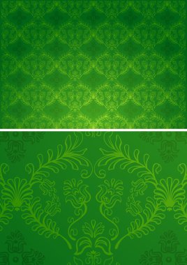 Damask seamless green and gold pattern for design background, royal design element. Vector pattern Illustration clipart