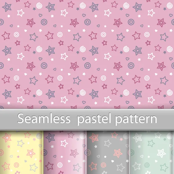 4 Beautiful pastel seamless patterns, tiling. Endless universal vector texture can be used for wallpaper, pattern fills, web page background, texture, wrapping paper. Monochrome geometric ornaments — Stock Vector